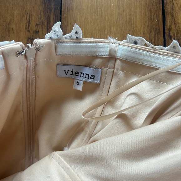 Vienna Prom White Lace Dress with Multicolor Accents and detachable train. - Picture 4 of 4